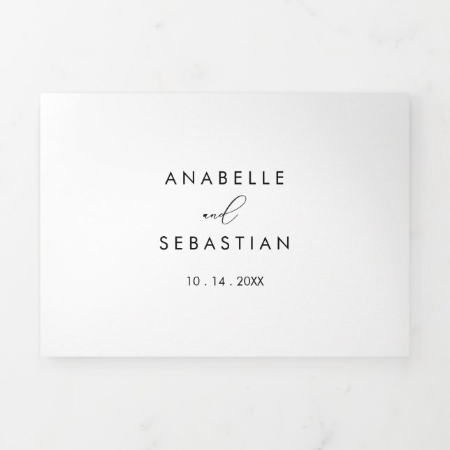 Classy Chic Minimalistisch Wedding Dreifach Gefaltete Einladung (Cover)