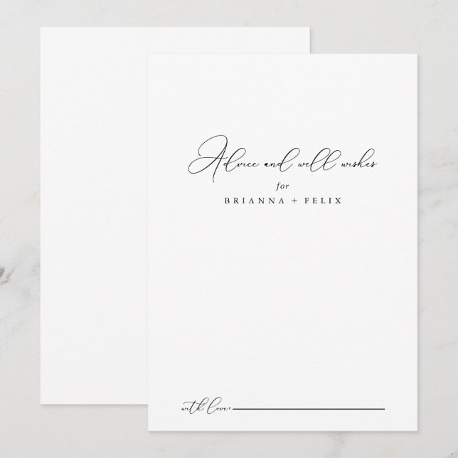 Classy Chic Minimalistisch Wedding Well wünscht Hinweiskarte (Vorne/Hinten)