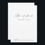Classy Chic Minimalistisch Wedding Well wünscht Hinweiskarte<br><div class="desc">Diese schicke, minimalistische Hochzeitsnacht wünscht Ihnen einen Tipp für eine rustikale Hochzeit. Das einfache und elegante Design zeichnet sich durch klassische und extravagante Schriftzeichen in Schwarz und Weiß aus. Diese Karten sind ideal für Hochzeiten, Brautparty, Babydusche, Graduiertenfest u.v.m. Personalisieren Sie die Karten mit den Namen der Braut und Bräutigam, den...</div>