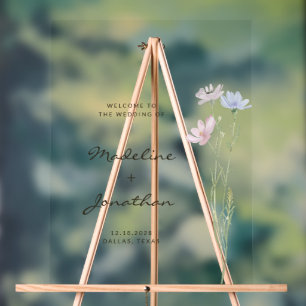 Classy Chic Wildblume Beige Wedding Willkommenszei Acrylschild