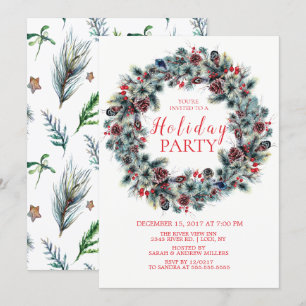 Classy Christmas Wreath Fête Invitation