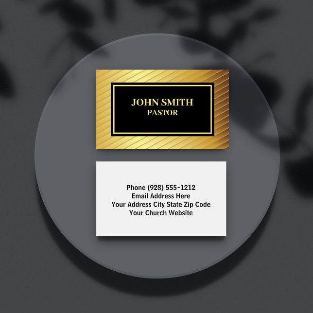 Classy Church Pastor Gold und Black Business Cards Visitenkarte (Von Creator hochgeladen)