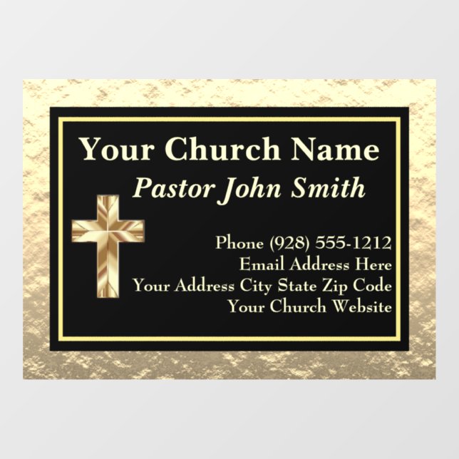 Classy Church Pastor Gold und Schwarz Fensteraufkleber (Blatt)
