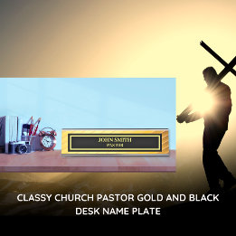 Classy Church Pastor Gold und Schwarz Schreibtischnamensplakette