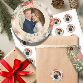 Classy Circle Unser erstes Verheiratetes Weihnacht Runder Aufkleber