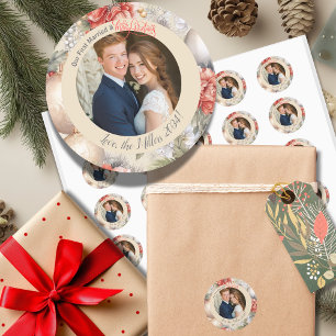 Classy Circle Unser erstes Verheiratetes Weihnacht Runder Aufkleber
