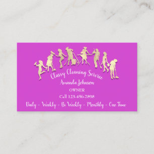 Classy Cleaning Services Gold Logo Maid Pink 3D Visitenkarte