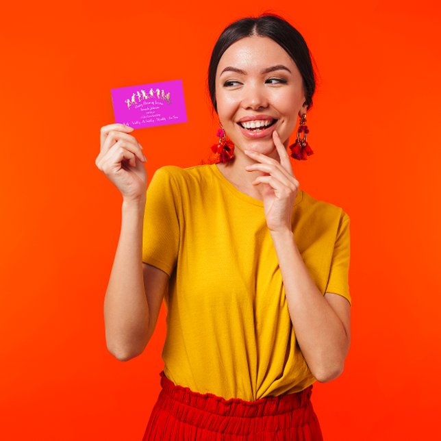 Classy Cleaning Services Gold Logo-Maid Rosa Visitenkarte (Classy Cleaning Services Gold Logo Maid Pink Business Card)