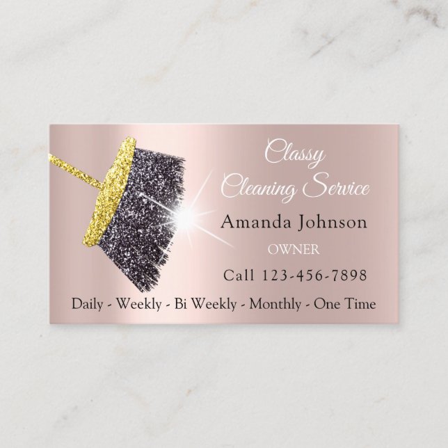 Classy Cleaning Services Maid Gold Silver Rose Visitenkarte (Vorderseite)