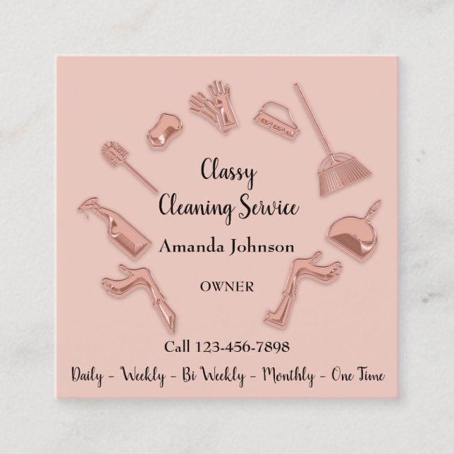 Classy Clearing Service Gold-Logo Haushaltshilfe H Quadratische Visitenkarte (Vorderseite)