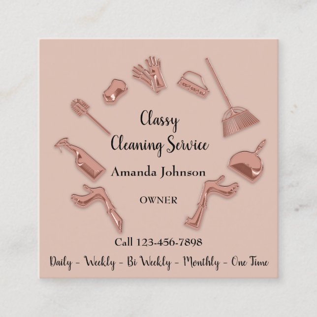 Classy Clearing Service Gold Logo Maid House VIP Quadratische Visitenkarte (Vorderseite)