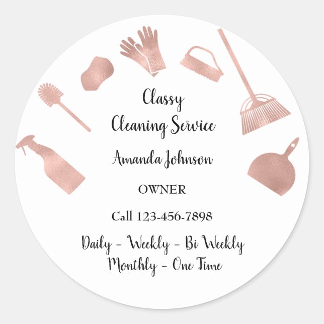 Classy Clearing Services Office Haushaltshilfe Ros Runder Aufkleber (Vorderseite)