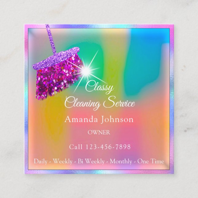 Classy Clearing Services Ombre Pink Gold Glitzer Quadratische Visitenkarte (Vorderseite)