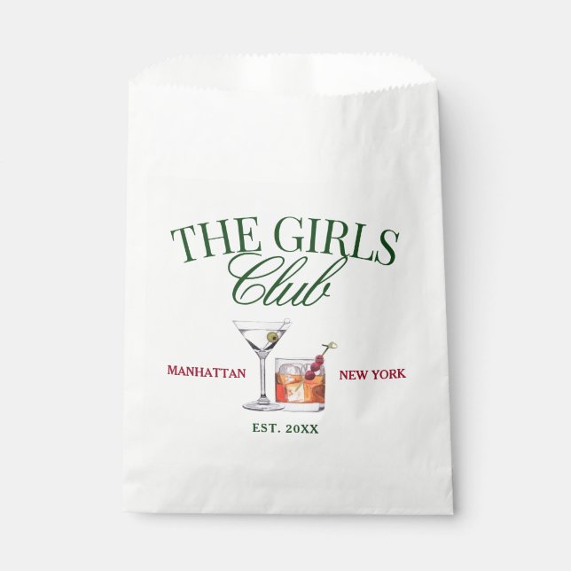 Classy Cocktails Green & Red Girl's Club Geschenktütchen (Vorderseite)