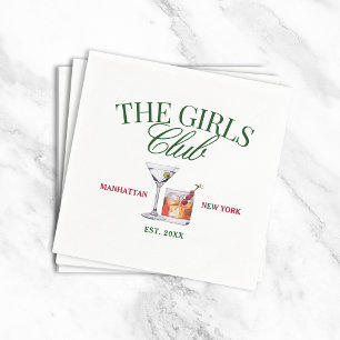 Classy Cocktails Green & Red Girl's Club Serviette