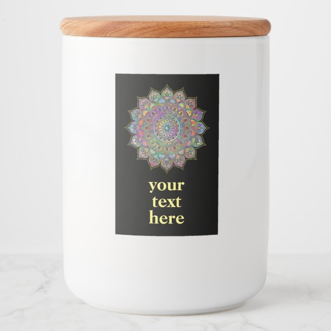Classy Colorful Mandala India Style 1 Lebensmitteletikett (Vorderseite)