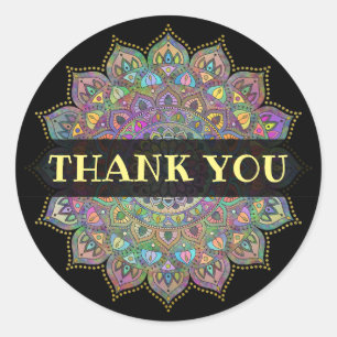 Classy Colorful Mandala India Style 1 Runder Aufkleber
