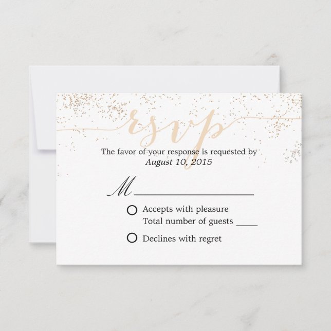 Classy Confetti Dots Script Wedding RSVP (Vorderseite)