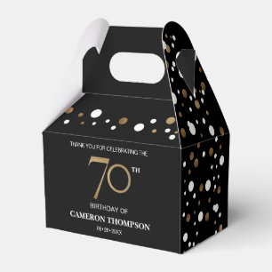 Classy Confetti Gold Black 70. Geburtstag Geschenkschachtel