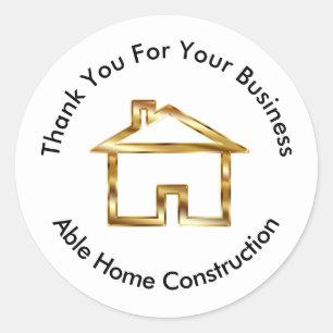 Classy Construction Gold farbige Logo Vielen Dank Runder Aufkleber