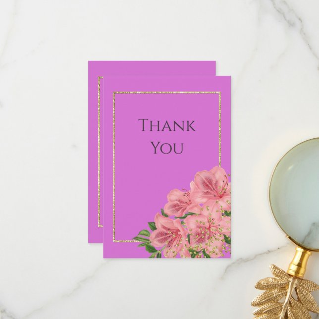  Classy Corner Floral & Glitzer Confetti Geburtsta Dankeskarte (Vorderseite/Rückseite Beispiel)