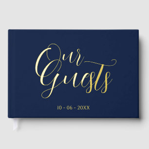 Classy Couple Initials Wedding Date Year Gold Gästebuch