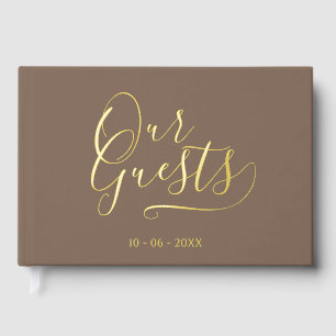 Classy Couple Initials Wedding Date Year Gold Gästebuch