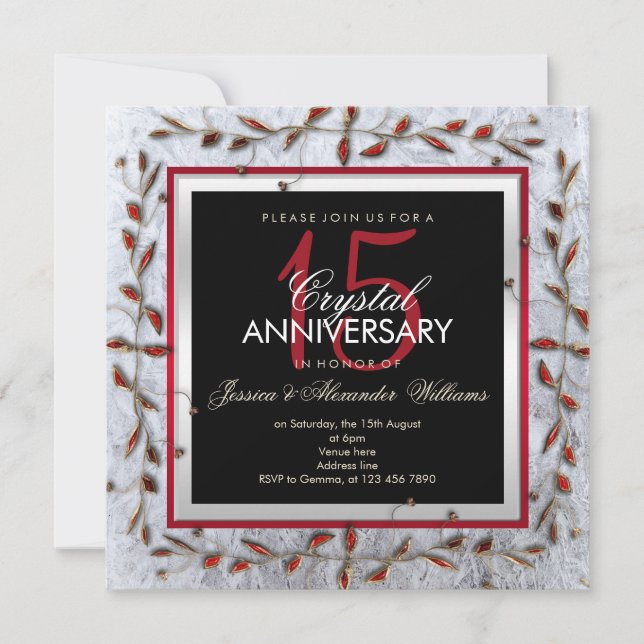 Classy Crystal & Gems 15. Hochzeitstag Einladung (Vorderseite)
