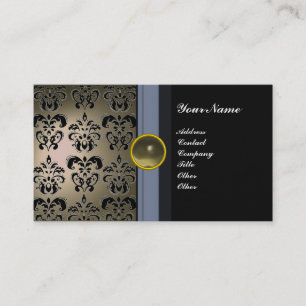 CLASSY DAMASK GEM MONOGRAM schwarz Visitenkarte