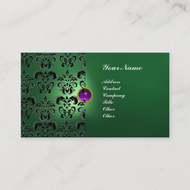 CLASSY DAMASK GEM MONOGRAM VISITENKARTE (Vorderseite)