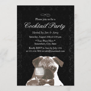 Classy Damask Housewarming Cocktail Party Einladung