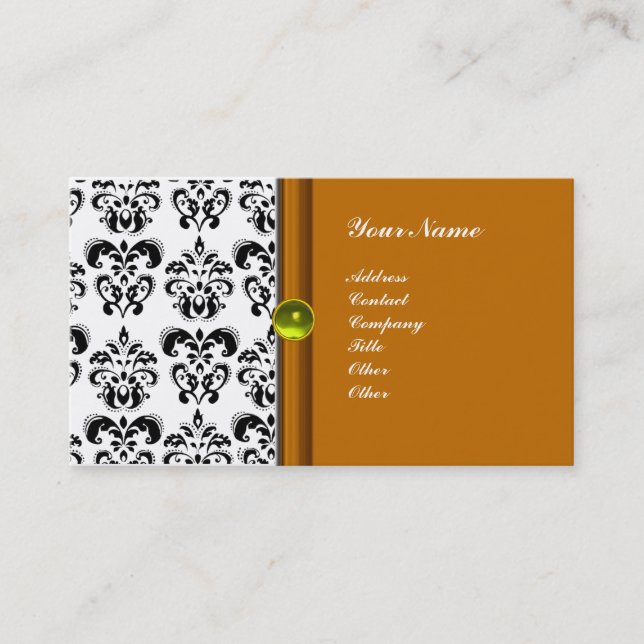 CLASSY DAMASK MONOGRAM, lila Topaz gelb Visitenkarte (Vorderseite)