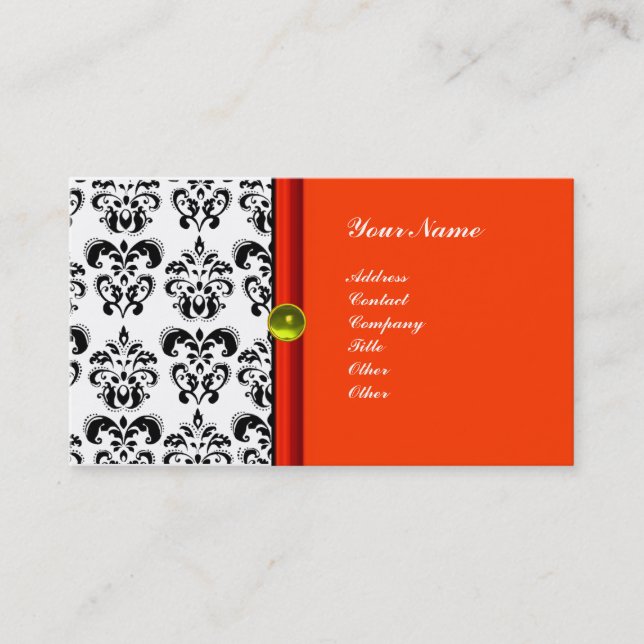 CLASSY DAMASK MONOGRAM, lila Topaz gelb Visitenkarte (Vorderseite)