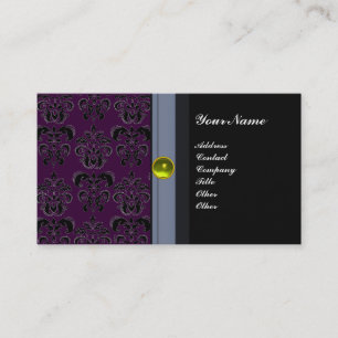 CLASSY DAMASK MONOGRAM schwarzer Topaz gelb Visitenkarte