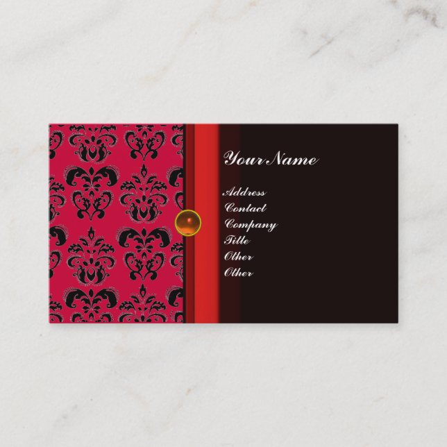 CLASSY DAMASK MONOGRAM schwarzer Topaz-Orange, Visitenkarte (Vorderseite)