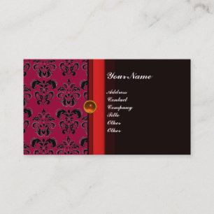 CLASSY DAMASK MONOGRAM schwarzer Topaz-Orange, Visitenkarte