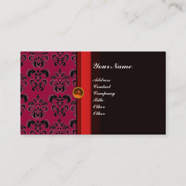 CLASSY DAMASK MONOGRAM schwarzer Topaz-Orange, Visitenkarte (Vorderseite)