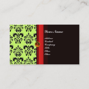 CLASSY DAMASK MONOGRAM schwarzer Topaz-Orange, Visitenkarte