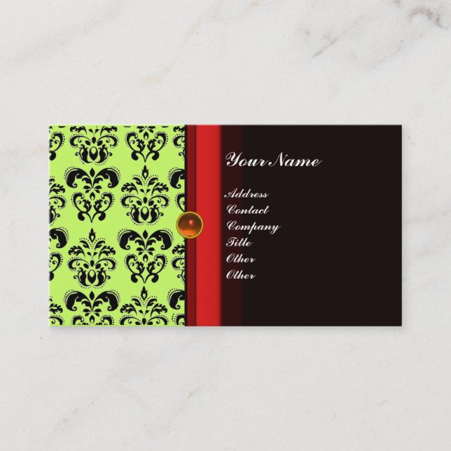 CLASSY DAMASK MONOGRAM schwarzer Topaz-Orange, Visitenkarte (Vorderseite)