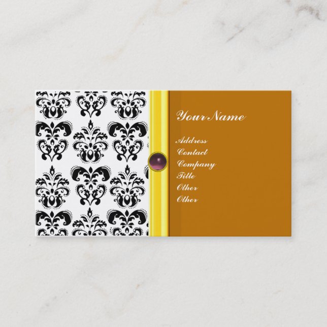 CLASSY DAMASK MONOGRAM, violetter Amethyste Visitenkarte (Vorderseite)