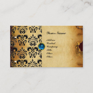 CLASSY DAMASK PARCHMENT MONOGRAM grüner Smaragd Visitenkarte