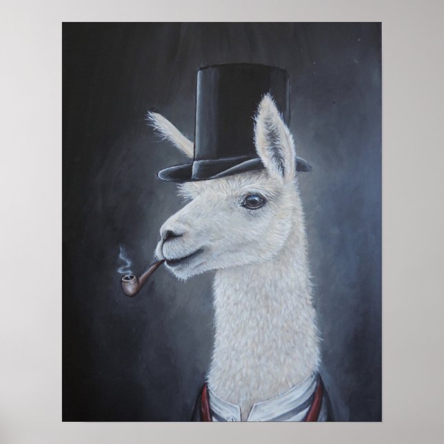 Classy dapper lama in top hut mit rohr poster (Vorne)