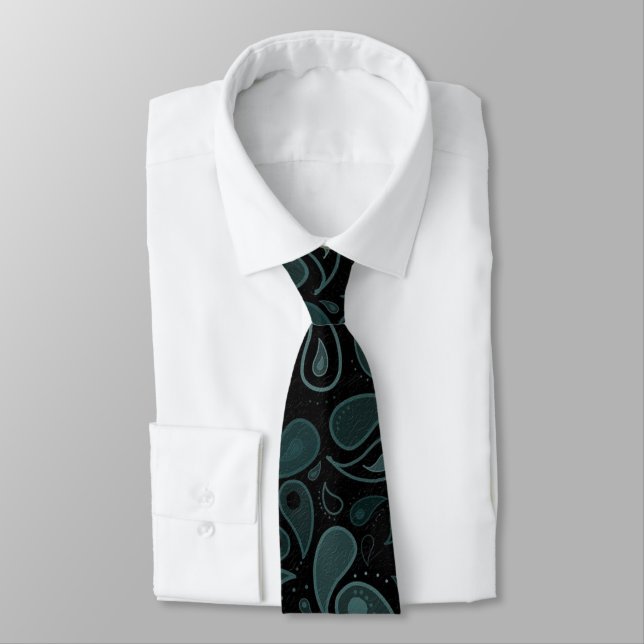 Classy Dark Blue Paisley Neck Tie Krawatte (Gebunden)