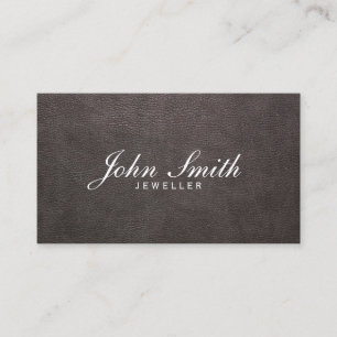 Classy Dark Leather Jewelier Business Card Visitenkarte