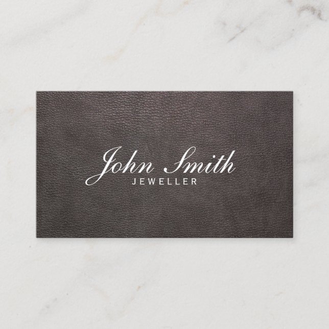 Classy Dark Leather Jewelier Business Card Visitenkarte (Vorderseite)