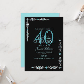 Classy Decorative Aqua Gem Birthday Einladung