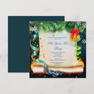 Classy Decorative Silvester Party Scroll Einladung