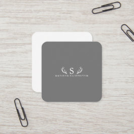 Classy Deer Antlers Monogramm Grau Quadratische Visitenkarte
