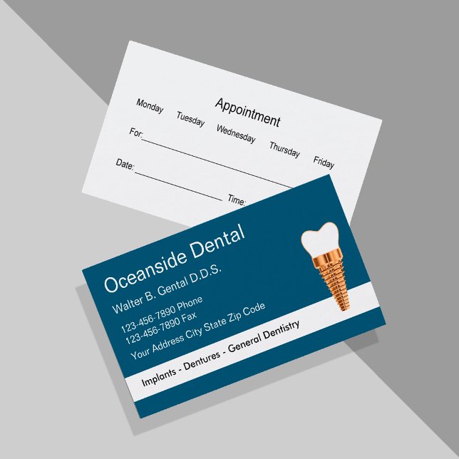 Classy Dentist Implant Ernennung Business Cards Terminkarte (Von Creator hochgeladen)