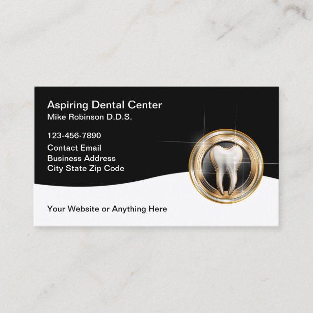 Classy Dentist Office Modern Tooth Emblem Visitenkarte (Vorderseite)